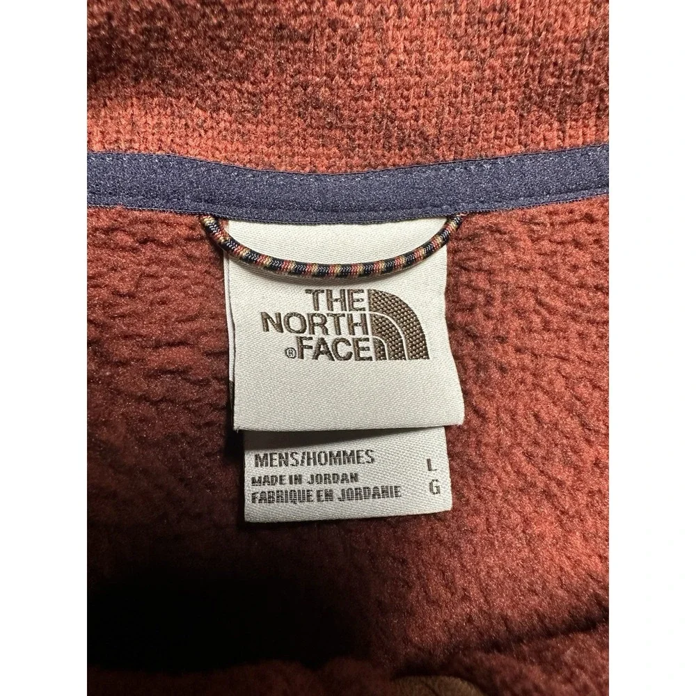 The North Face Gordon Lyons Fleece Mens L Burnt Orange Hiking Jacket Snap Pocket